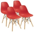 thumbnail image 1 of Furmax Pre Assembled Style Mid Century Modern DSW Shell Lounge Plastic Kitchen, Dining, Bedroom, Living Room Side Chairs Set of 4, Red, 1 of 8