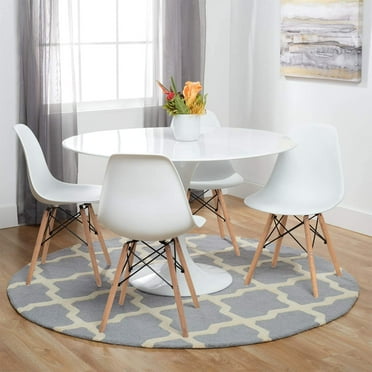 Furmax Pre Assembled Style Mid Century Modern DSW Shell Lounge Plastic Kitchen, Dining, Bedroom, Living Room Side Chairs Set of 4, White