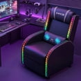 thumbnail image 1 of Furmax RGB LED Lights Gaming Massage Recliner Chair Racing Style Single Living Room Sofa Ergonomic Home Theater Seating with Massage Lumbar Support, Gray, 1 of 10