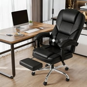 Furmax Reclining Massage Computer Chair Ergonomic Executive Office Chair Height Adjustable Leather Chair With Armsrests,Black