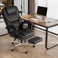 thumbnail image 1 of Furmax Reclining Computer Chair Ergonomic Executive Office Chair Height Adjustable Leather Chair With Armsrests,Black, 1 of 6