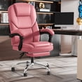 thumbnail image 1 of Furmax Reclining Computer Chair Ergonomic Executive Office Chair Height Adjustable Leather Chair With Armsrests,Pink, 1 of 7