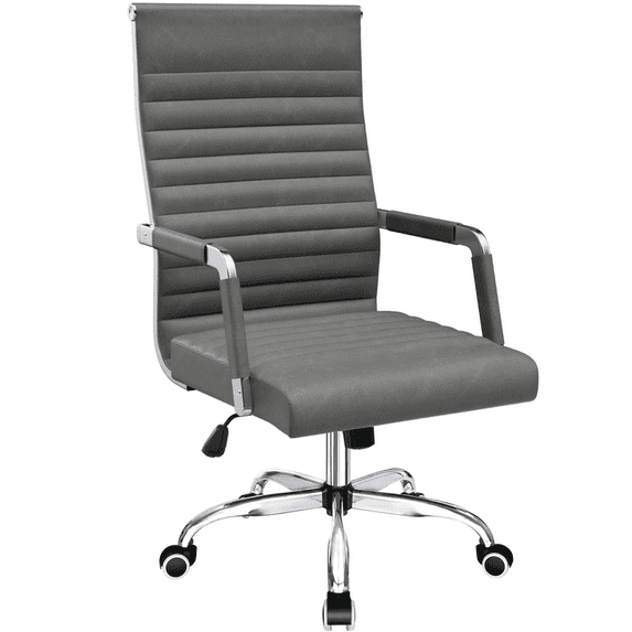 Furmax Ribbed Executive Chair with Swivel & Lumbar Support, 300 lb. Capacity, Vintage Gray
