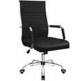 thumbnail image 1 of Furmax Ribbed Office Desk Mid-Back PU Leather Executive Conference Task Adjustable Swivel Chair with Arms, Black, 1 of 7