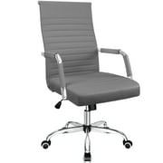 Furmax Ribbed Executive Chair with Swivel & Lumbar Support, 300 lb. Capacity, White