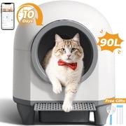 Furmax التنظيف الذاتي القط القمامة مربع مع حصيرة، صندوق القمامة القط التلقائي للقطط متعددة مع حماية السلامة والتحكم في التطبيق،A حقيبة القمامة المجانية