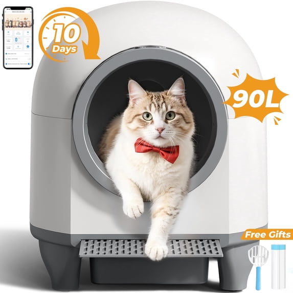 Furmax Self Cleaning cat Litter Box with Mat,Automatic Cat Litter Box for Multiple Cats with Safety Protection and App Control,A Complimentary Garbage Bag