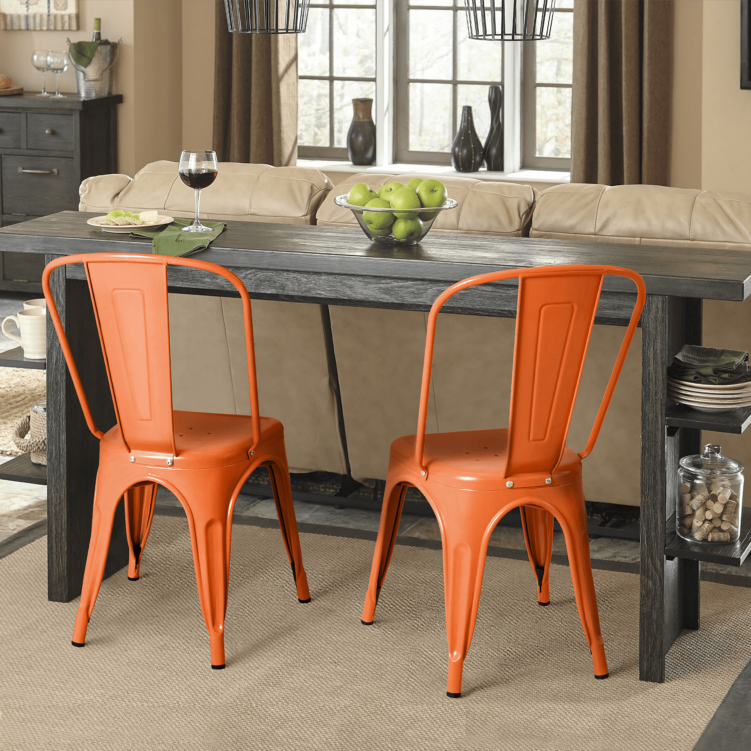 Furmax Set of 4 Metal Dining Chairs Orange Walmart