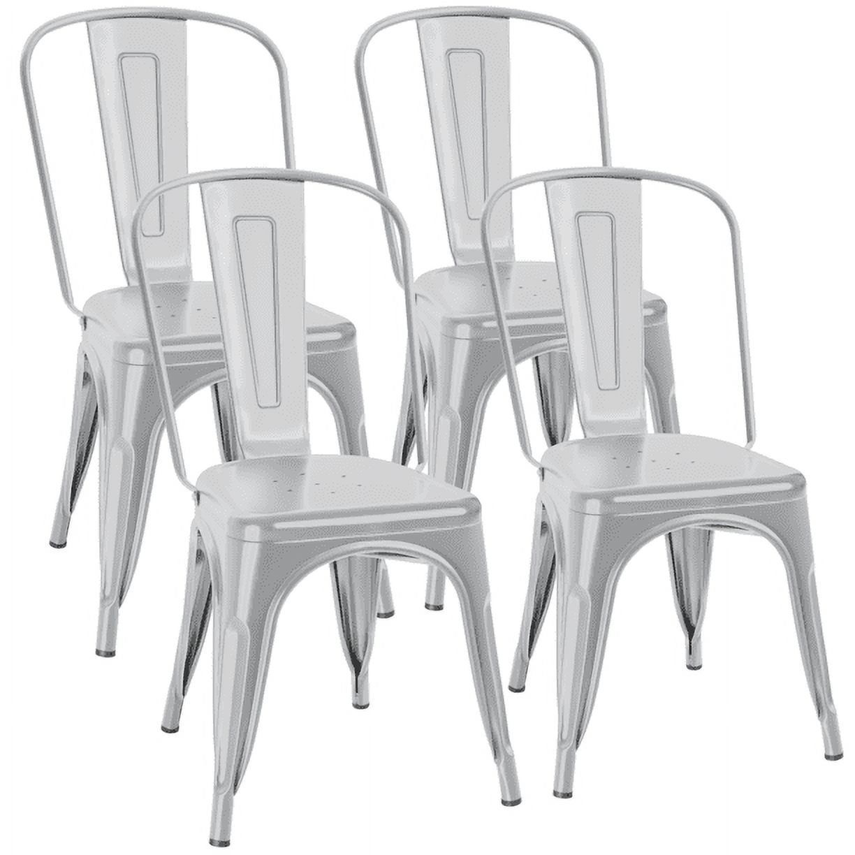 Furmax Industrial Design Set of 4 Lightweight Metal Dining Chairs