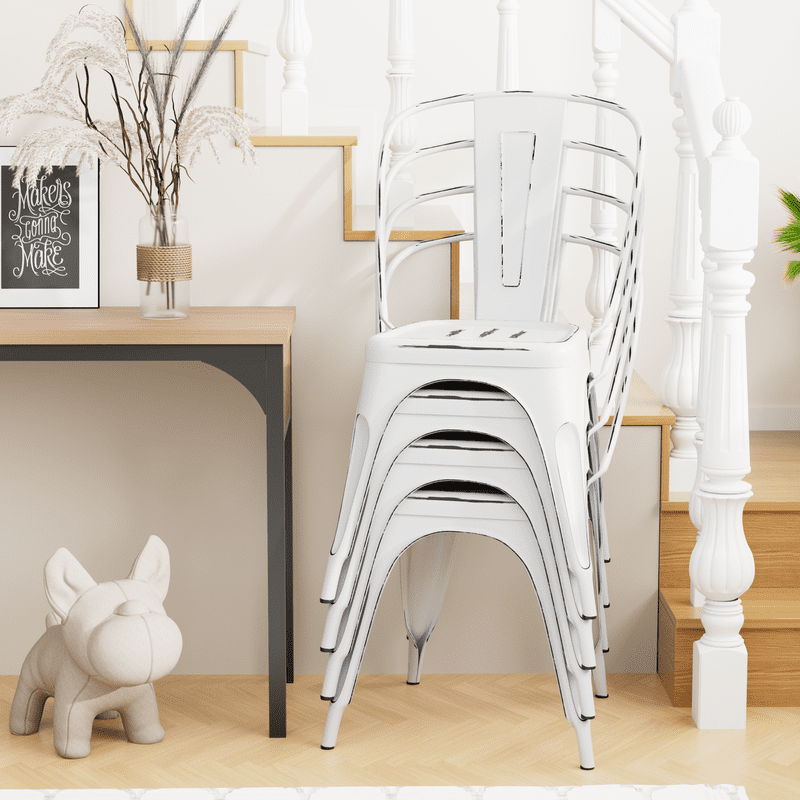Stacking Chairs White Metal Distressed Chairs 2x Colton Tolix