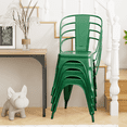 thumbnail image 1 of Furmax Set of 4 Metal Dining Chairs Stackable Indoor Industrial Vintage Chairs,Green, 1 of 7