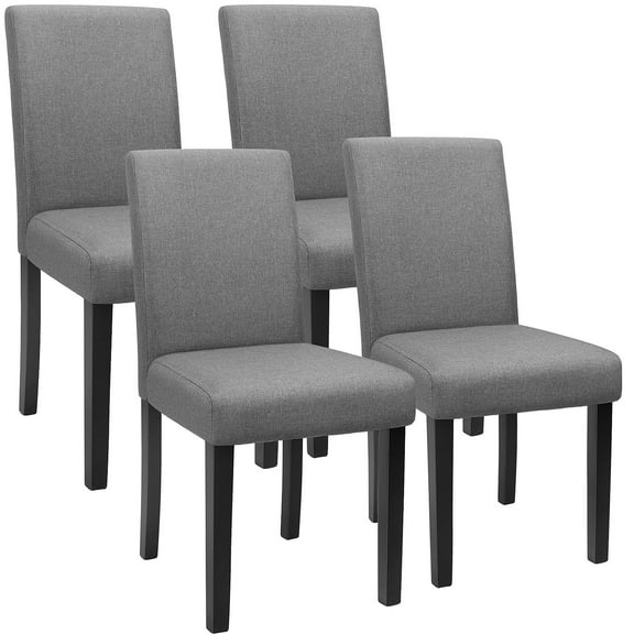 Furmax, Set of 4 Upholstered Dining Chairs with Wooden Legs, Fabric, Gray