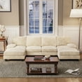 thumbnail image 1 of Furmax U Shaped Sectional Sofa Couch with Double Chaise for Apartments,Corduroy Beige, 1 of 9