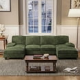 thumbnail image 1 of Furmax U Shaped Sectional Sofa Couch with Double Chaise for Apartments,Corduroy Green, 1 of 9