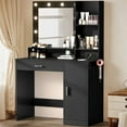 thumbnail image 1 of Furmax Vanity Desk with Lights and Mirror Makeup Vanity Table Set with Cabinet and Power Outlet, Black, 1 of 7