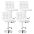 Furmax Bar Stool Set of 4 White, Armless, Swivel, Adjustable with PU
