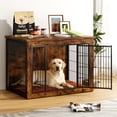 thumbnail image 1 of Furmax Wooden Indoor Dog Crate Furniture with Double Doors and Thick Cushion,Brown, 1 of 7