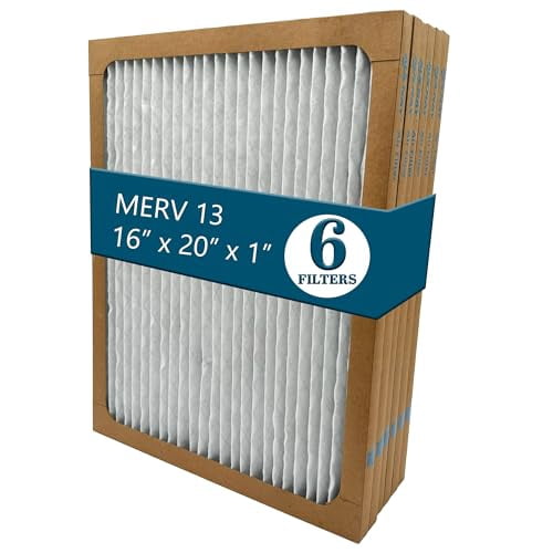 MERV 13 Air Filter Pack (16x20x1) - 6 Pack For Furnace/AC, Pleated Electrostatic