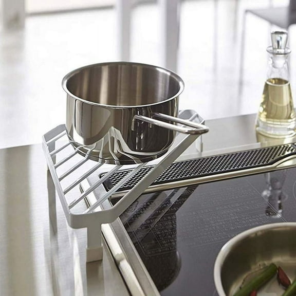 Furnace Angle Frame Wrought Iron Triangular Iron Frame Shelf Pot Rack Anti-Scalding Corner Table White