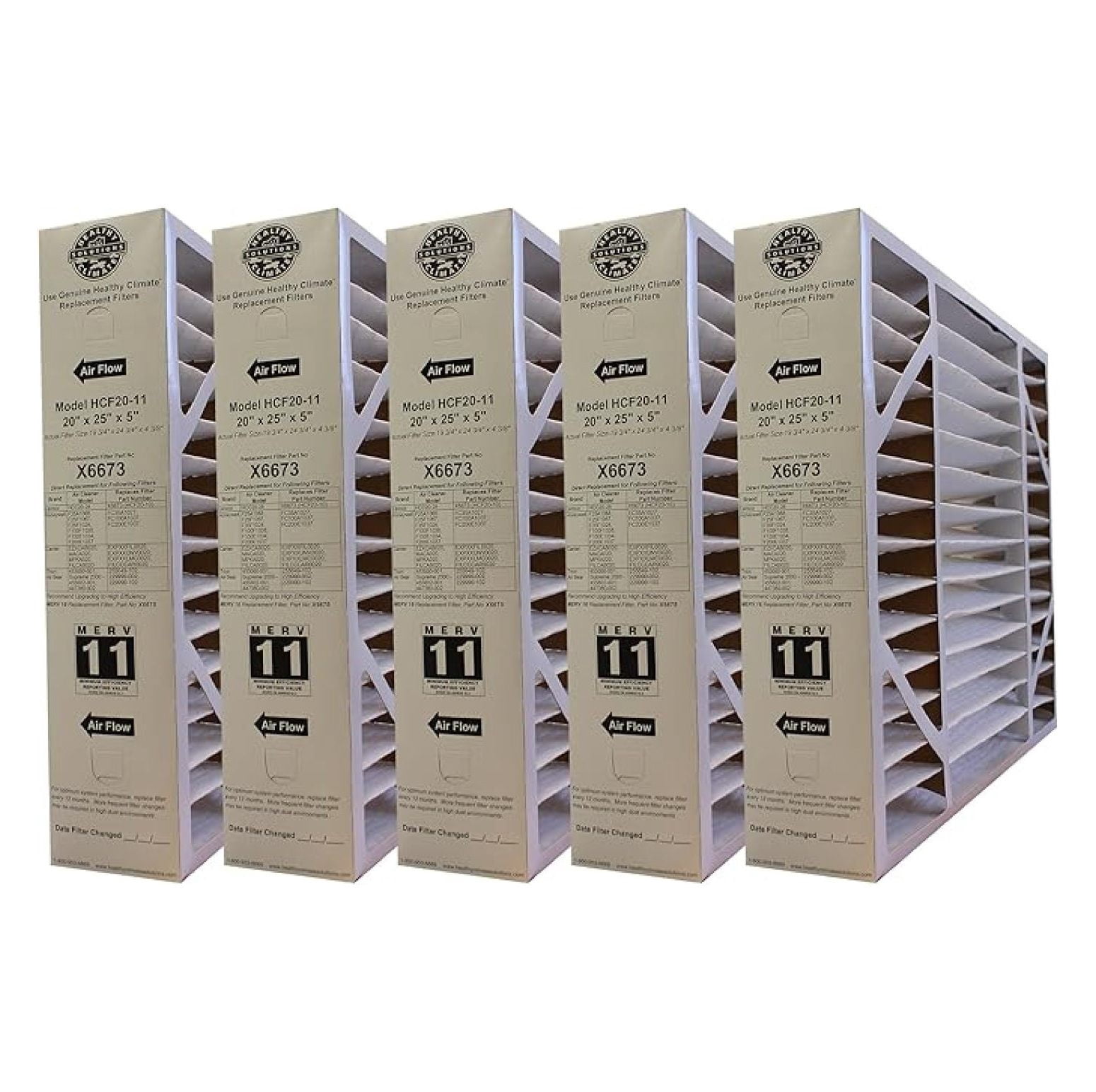 Furnace Filter 20x25x5 MERV 11 - 5 Pack | X6673 Air Filter Replacement ...