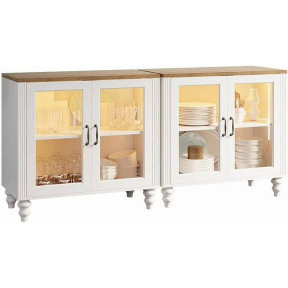 Furnaza Modern Glass TV Stand with Adjustable Shelves Stylish Storage Cabinet with Tempered Glass Doors for Living Room, Bedroom