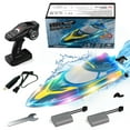 thumbnail image 1 of Furnhome RC Boat for Pools and Lakes - 2.4G 30+ MPH Fast Remote Control Boat with LED Lights, Racing Model for Kids & Adults, 1 of 11