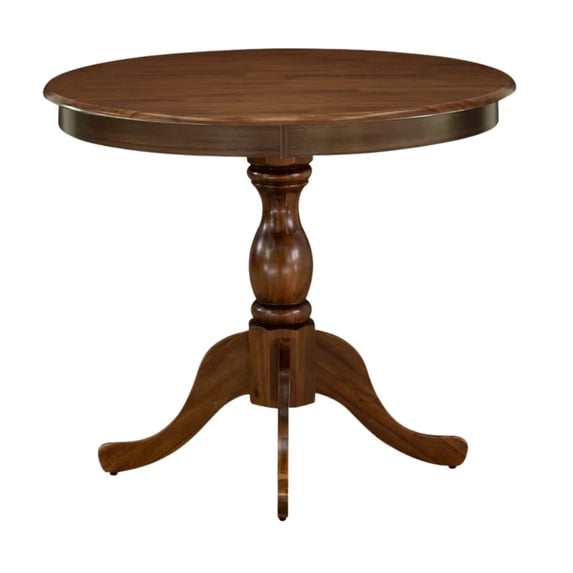 FurniFact 36 Inch Round Wood Dining Table in Walnut – Solid Pedestal ...