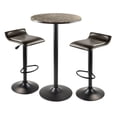 thumbnail image 1 of FurniFact 3pc Pub Set, Round Faux Marble Top, 2 Swivel Stools, Metal Base, 1 of 5