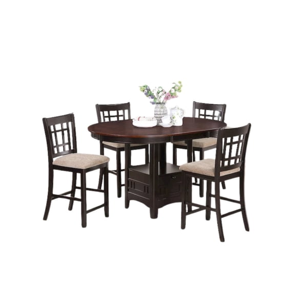 FurniFact 5-Piece Counter Height Dining Set, Light Chestnut Wood, Oval Table