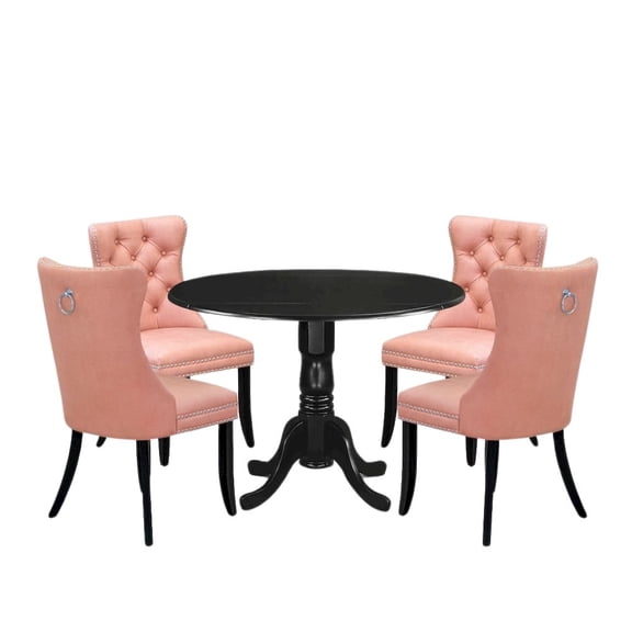 FurniFact 5 Piece Rubberwood Dining Room Table Set for 4 with Square Kitchen Table