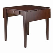 FurniFact Antique Walnut Folding Dining Table   Small Round Drop Leaf Table