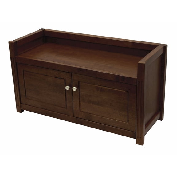 FurniFact Antique Walnut Storage Bench for Entryway  Shoe Cabinet with Seat
