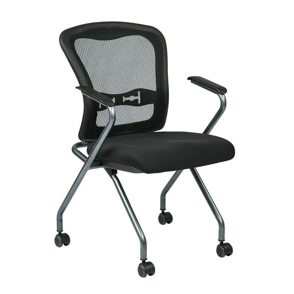 FurniFact Black Foldable Office Chair, Set of 2 Reception and Conference Room Seating