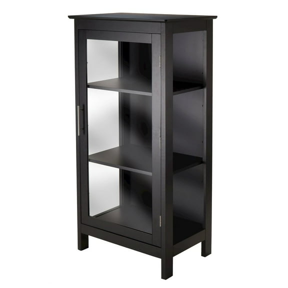 FurniFact Black Glass Display Cabinet Elegant Storage Case for Collectibles