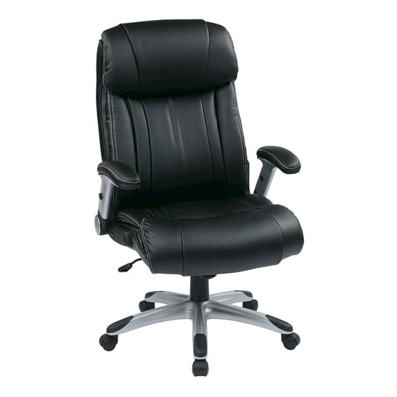 FurniFact Black Leather Office Chair Executive High Back Chair With Lumbar Support