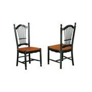 FurniFact Black and Cherry Dining Chair, Wooden Seat, High Back, Set of 2