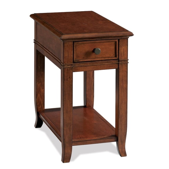 FurniFact Brown Chairside Table, Poplar Cherry Veneer, Dovetail Drawer, Fixed Shelf