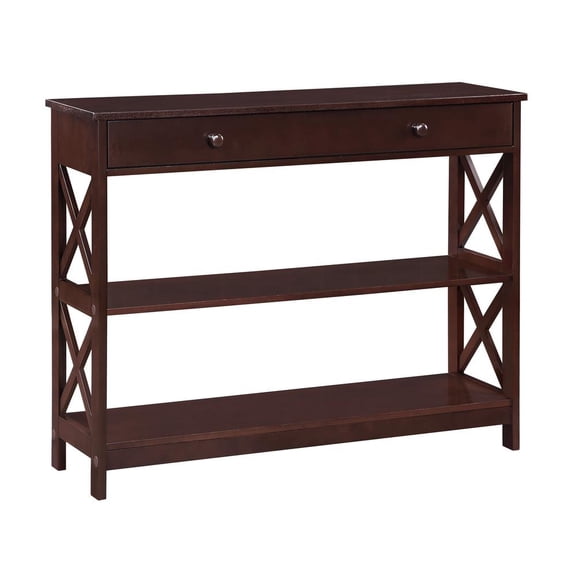 FurniFact Brown Console Table with 1 Drawer and Shelves, MDF Construction for Storage