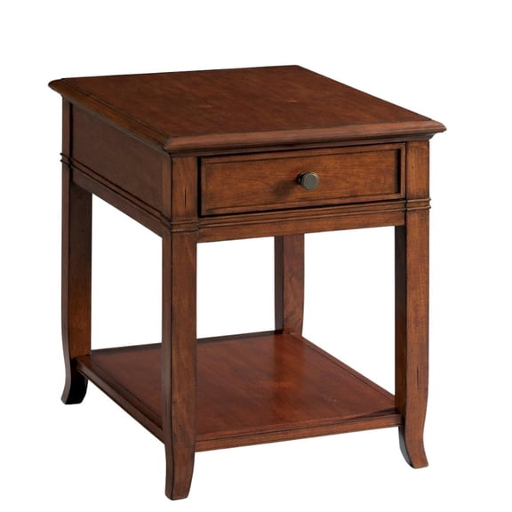 FurniFact Brown End Table, Poplar Cherry Veneer, Dovetail Drawer, Fixed Lower Shelf