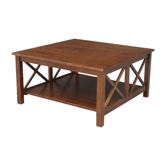 FurniFact Brown Parawood Coffee Table with Square Top and Sturdy Construction SKU