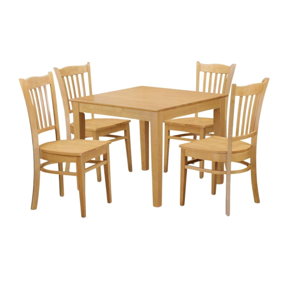 FurniFact Brown Solid Wood 5 Piece Dining Table Set, Kitchen Table and ...