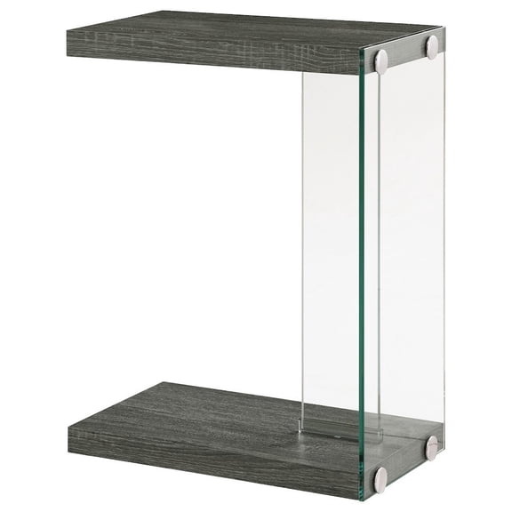 FurniFact C-Shaped Side Table, Weathered Grey, Contemporary Snack Table