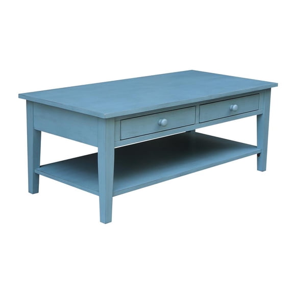 FurniFact Coffee Table Antique Rubbed Ocean Blue Parawood Surface with Easy Care