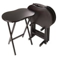 thumbnail image 1 of FurniFact Dark Espresso Solid Wood TV Tray Set – Folding Snack Tables with Stand, 1 of 5