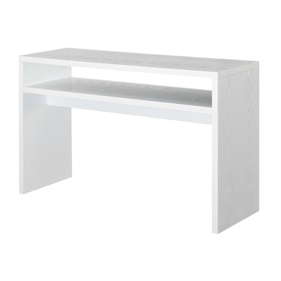 FurniFact Deluxe Console Table with Spacious Top, Storage Shelf, White Finish, 30-inch