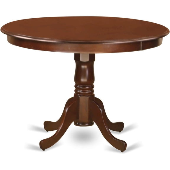 FurniFact Elegant 42 Inch Round Dining Table in Mahogany Finish for Small Spaces
