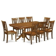 FurniFact Elegant 9 Piece Dining Table Set for 8 with Extendable Wood Table