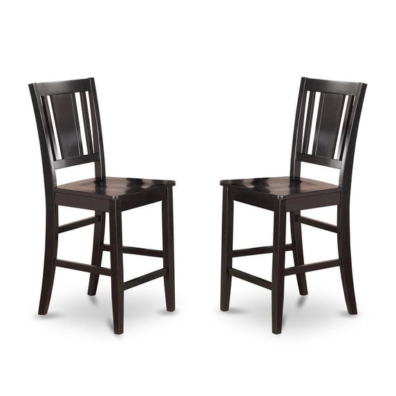 FurniFact Elegant Counter Height Chairs – Wooden Bar Stools with Back, Black