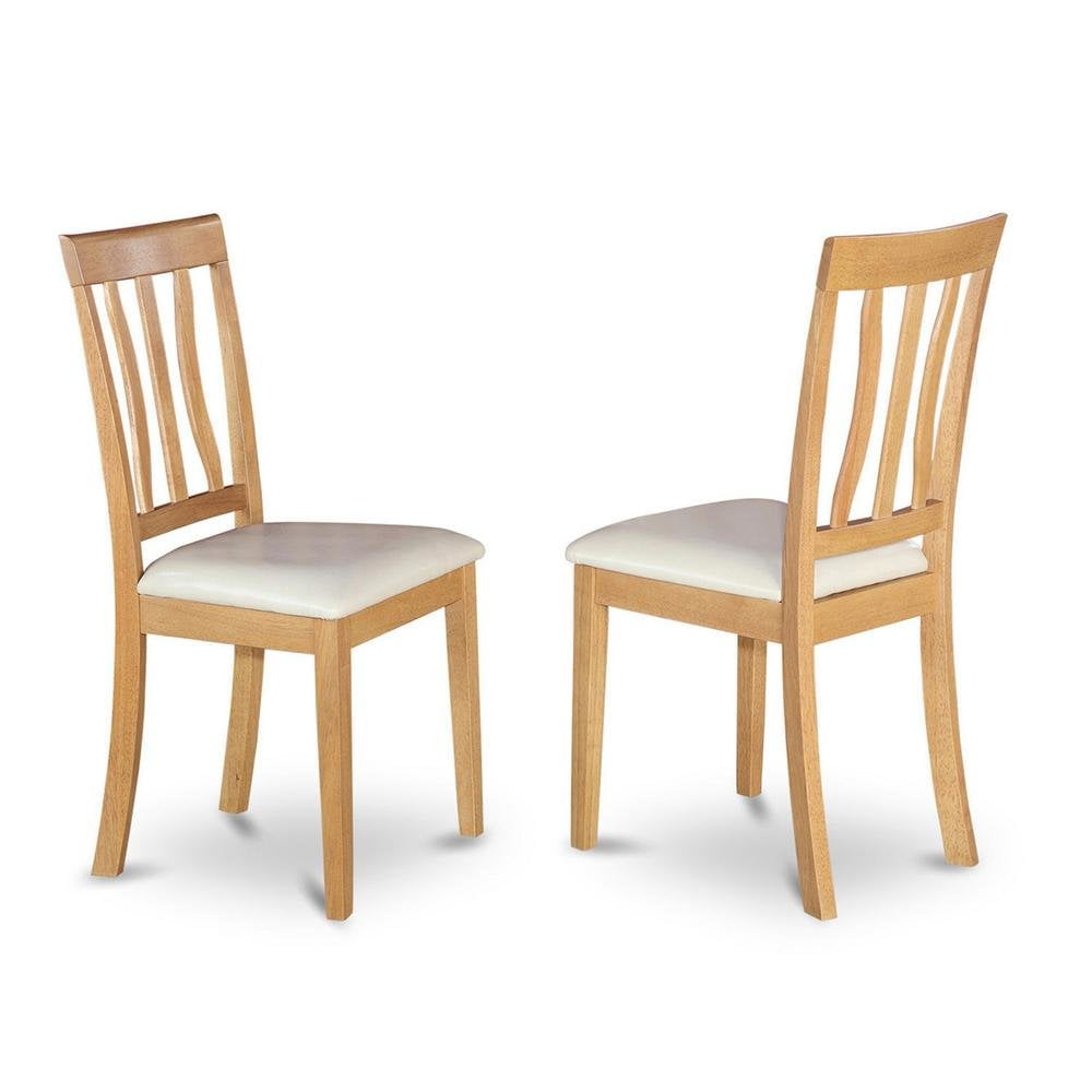 Modern Black Faux Leather Oak Finish Dining Chair Set of 2