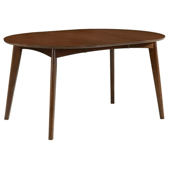 FurniFact Elegant Oval Dining Table Walnut Mid-Century Table with Extension Leaf